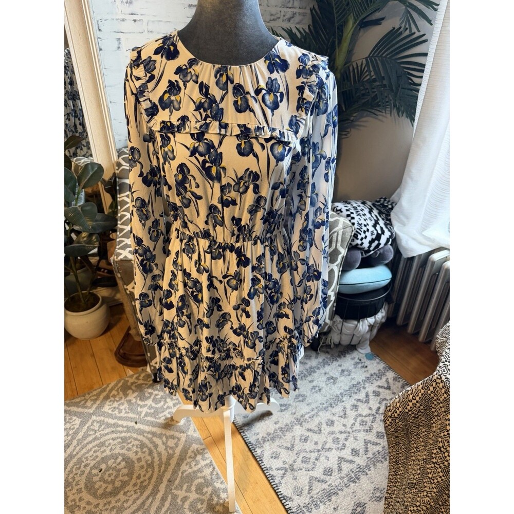 Jason Wu Iris Print Ruffled Dress In Silk Women White Size 2. Retails $695